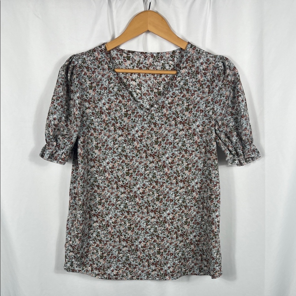 SHEIN Women’s Floral Print Women's Top US 4 Small‎ V Neck Polyester
